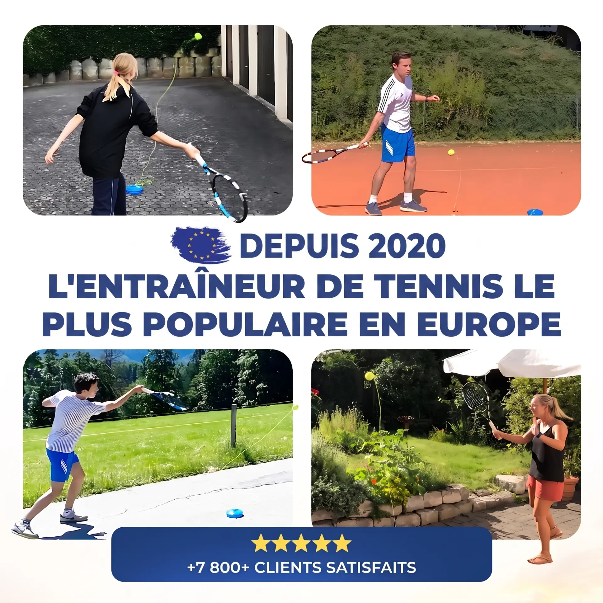 Joueurs s'entraînant avec l'entraîneur de tennis SoloTennis, l'entraîneur le plus populaire en Europe